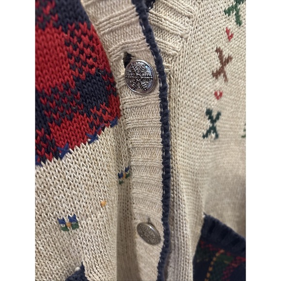 VTG  Woolrich Cottage Core Cardigan Sweater Women's S Beige Patchwork - Picture 4 of 7